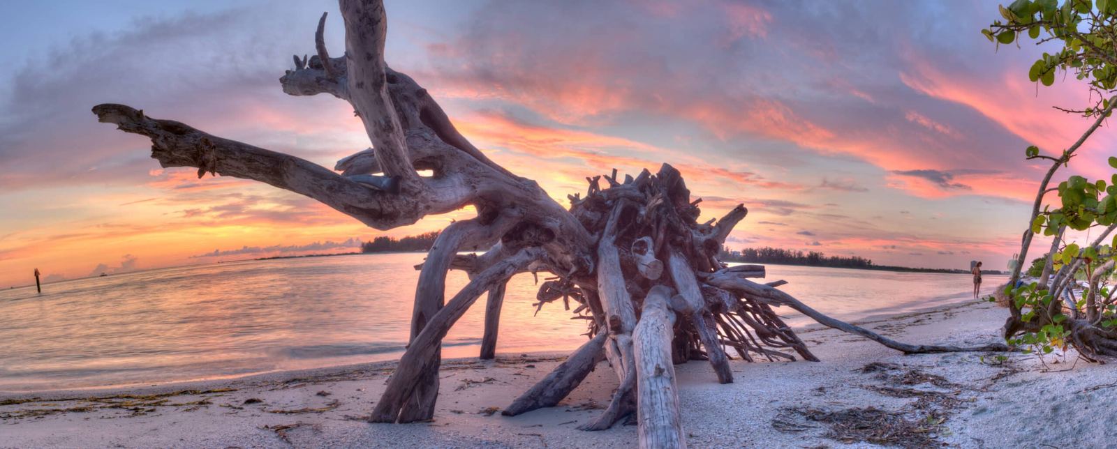 Sarasota beach at sunset, Big Pass view