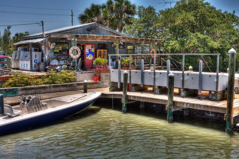 Waterfront bait shop and dock on the Intracoastal at Placida
